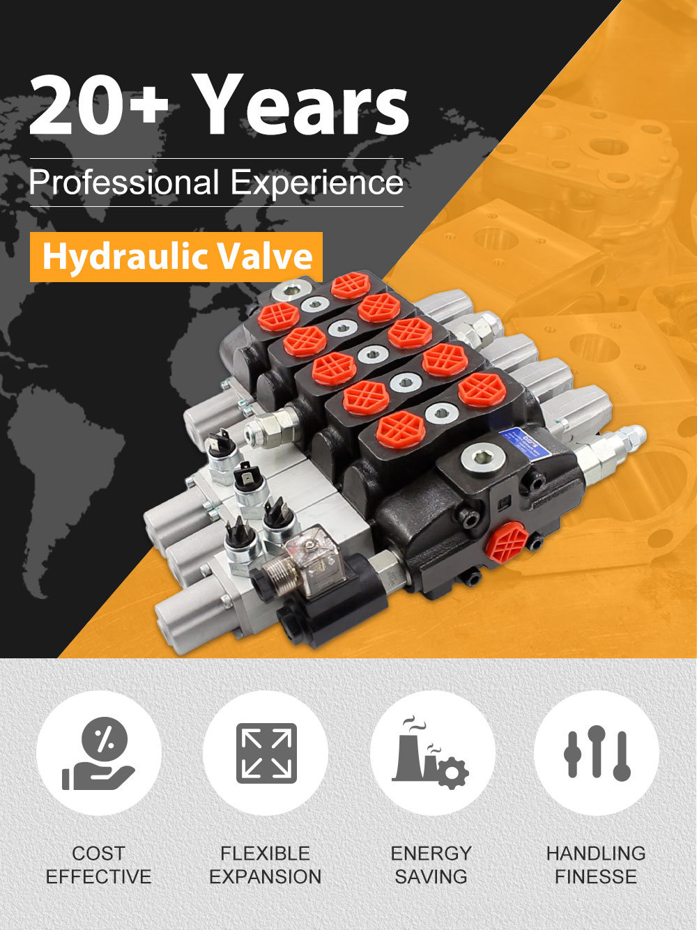 Distributeur Hydraulique 24v Industrial Hydraulic Control: 5 Spool Sectional Directional Valve detailed image